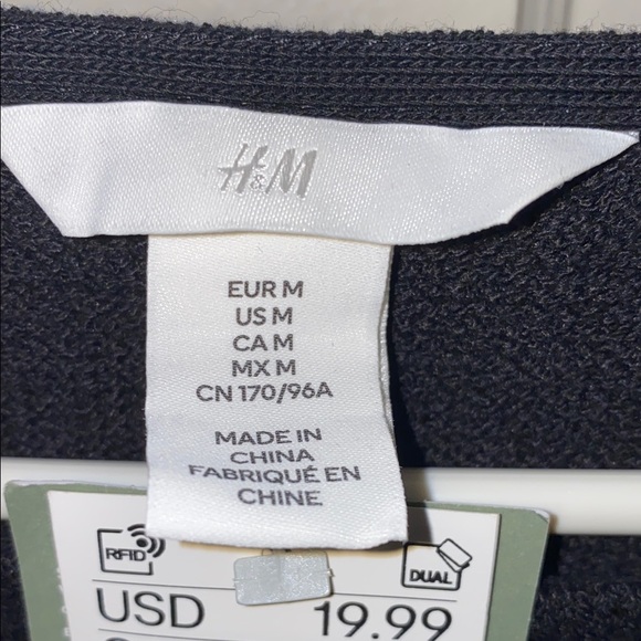 H&M Medium Black Wide Neck Long Sleeve Top - Picture 2 of 12